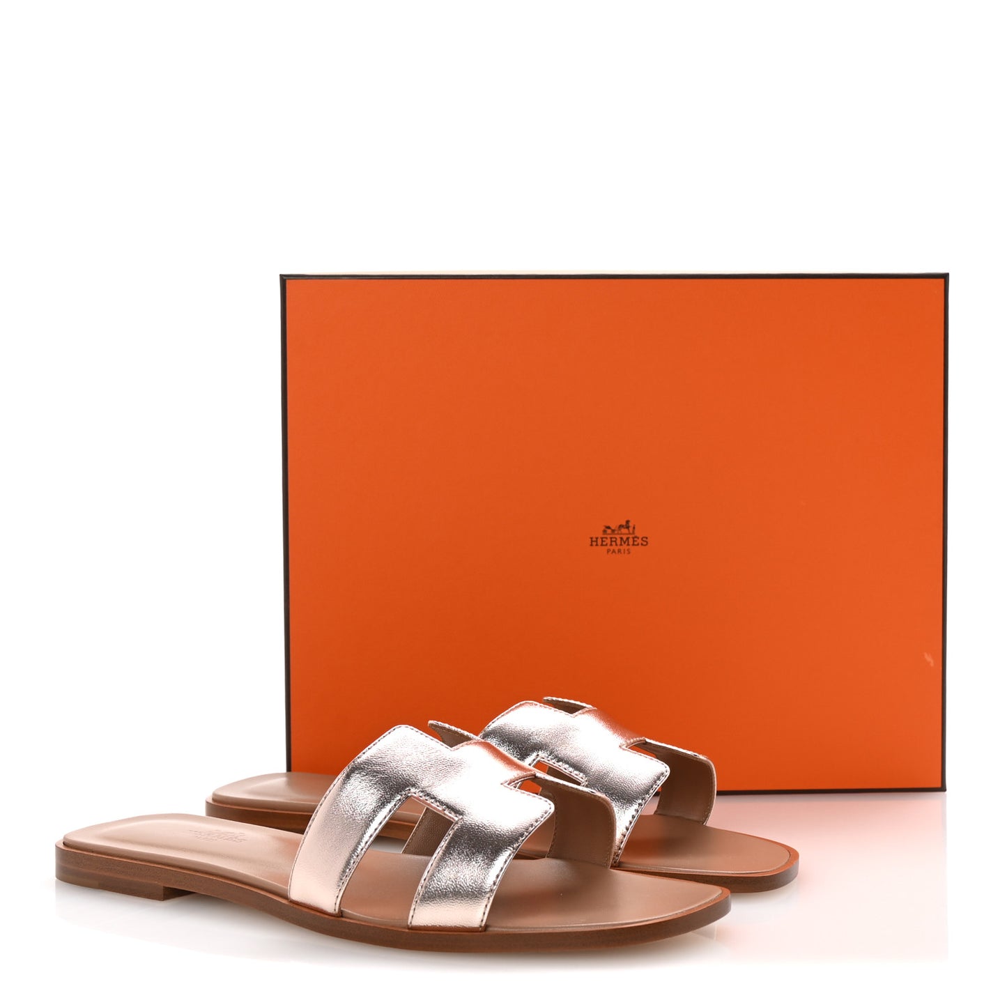 Metallic Calfskin Oran Sandals 39 Rose Dore