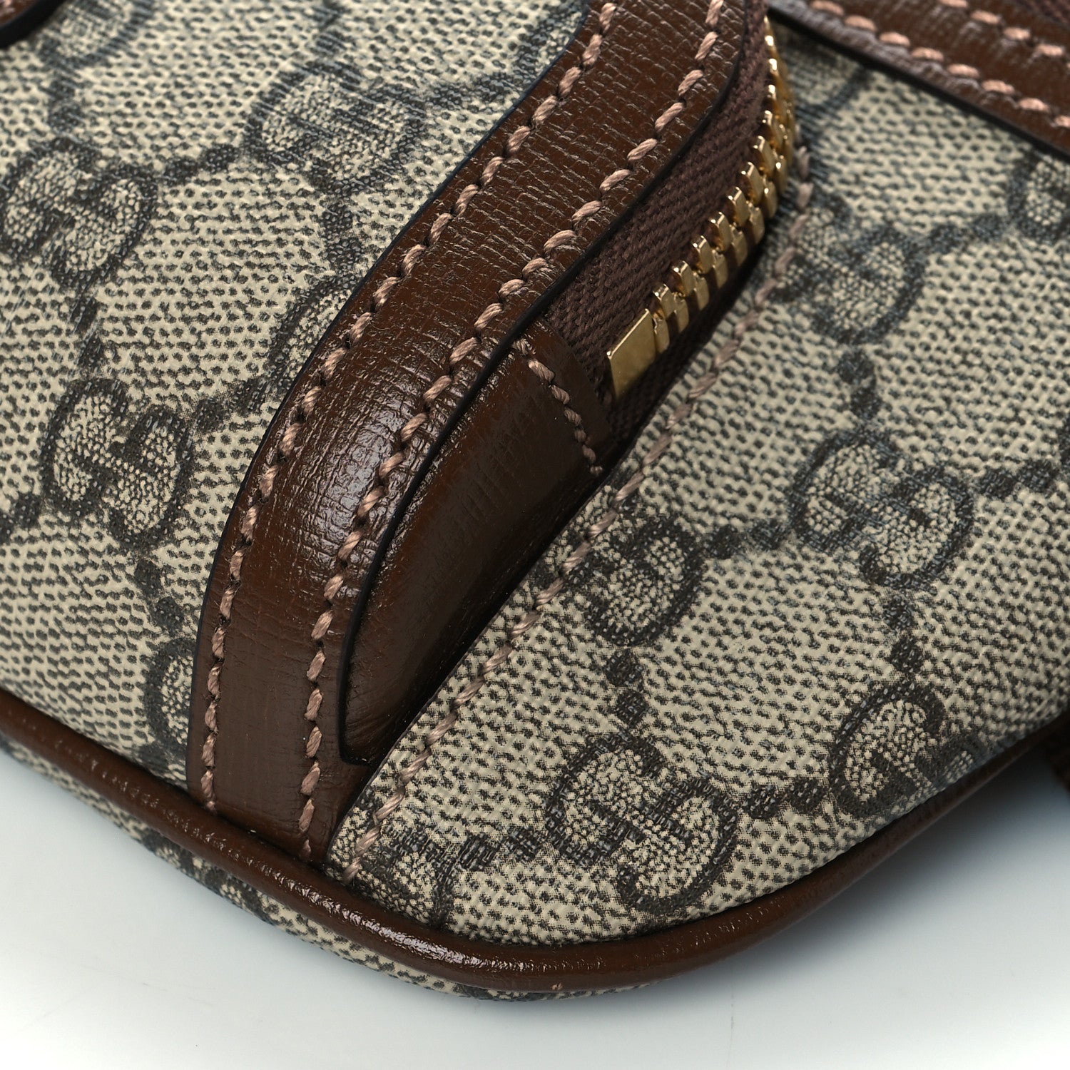 Gucci GG Supreme Monogram Textured Calfskin Retro Interlocking G Belt Bag Beige Ebony Brown Sugar 10 of 10