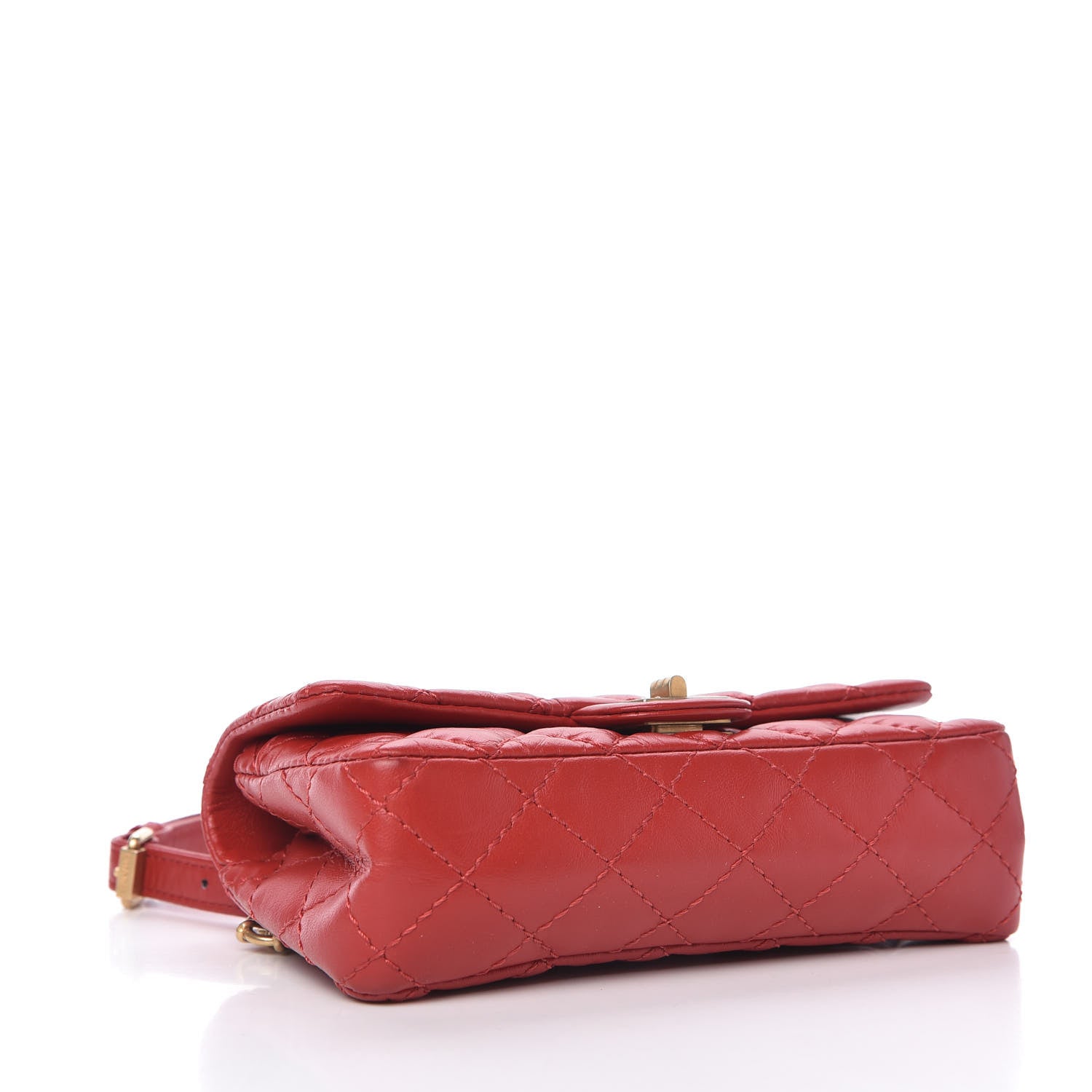 Chanel Aged Calfskin Quilted 2.55 Reissue Flap Belt Bag Red 4 of 10