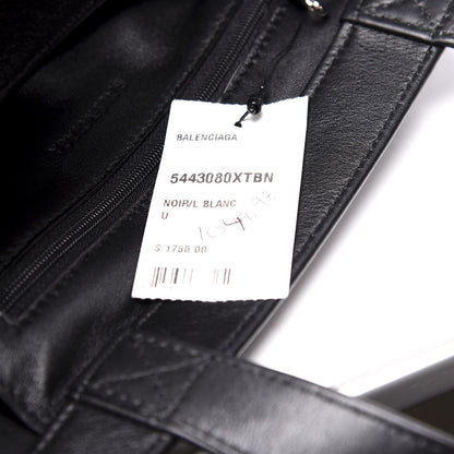 Balenciaga Calfskin Printed Logo Small Market Shopper Tote Black 10 of 12