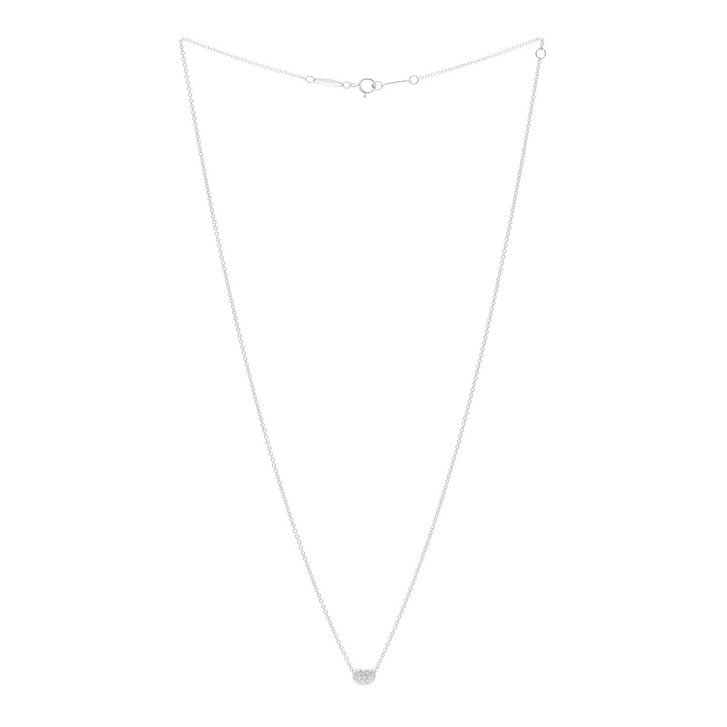 Tiffany Platinum Diamond 6.5mm Elsa Peretti Bean Pendant Necklace 3 of 5
