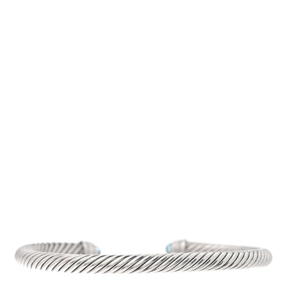 David Yurman Sterling Silver Diamond Blue Topaz 5mm Cable Classics Bracelet 3 of 4