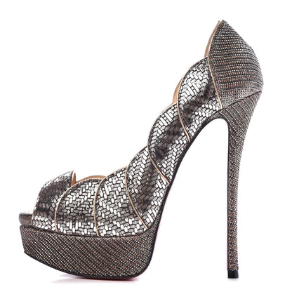 Christian Louboutin Glitter Specchio Torsatou 150 Pumps 35.5 Antic Silver 1 of 8