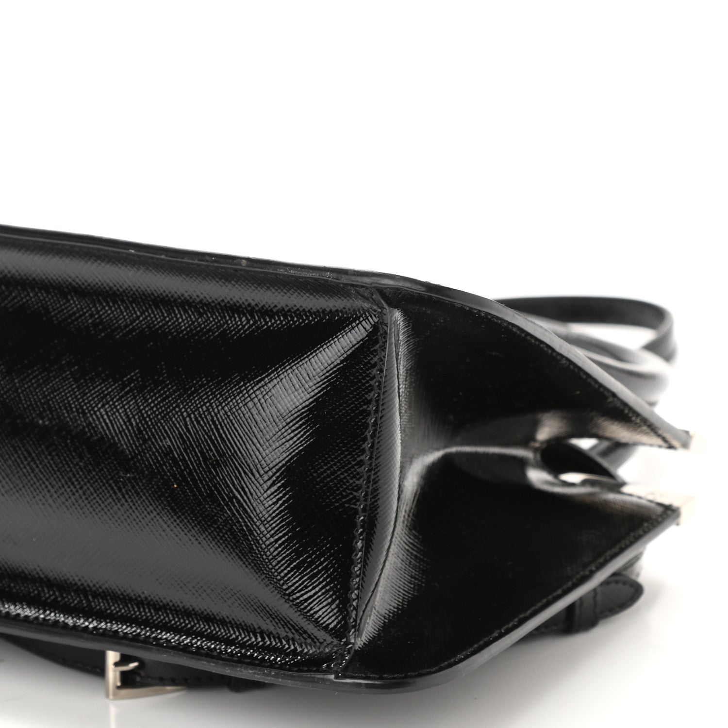 Prada Saffiano Vernice Top Handle Bag Black 7 of 7