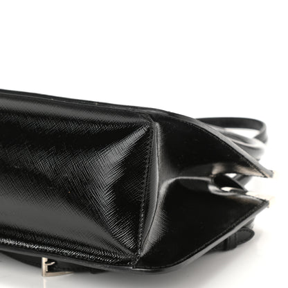 Prada Saffiano Vernice Top Handle Bag Black 7 of 7