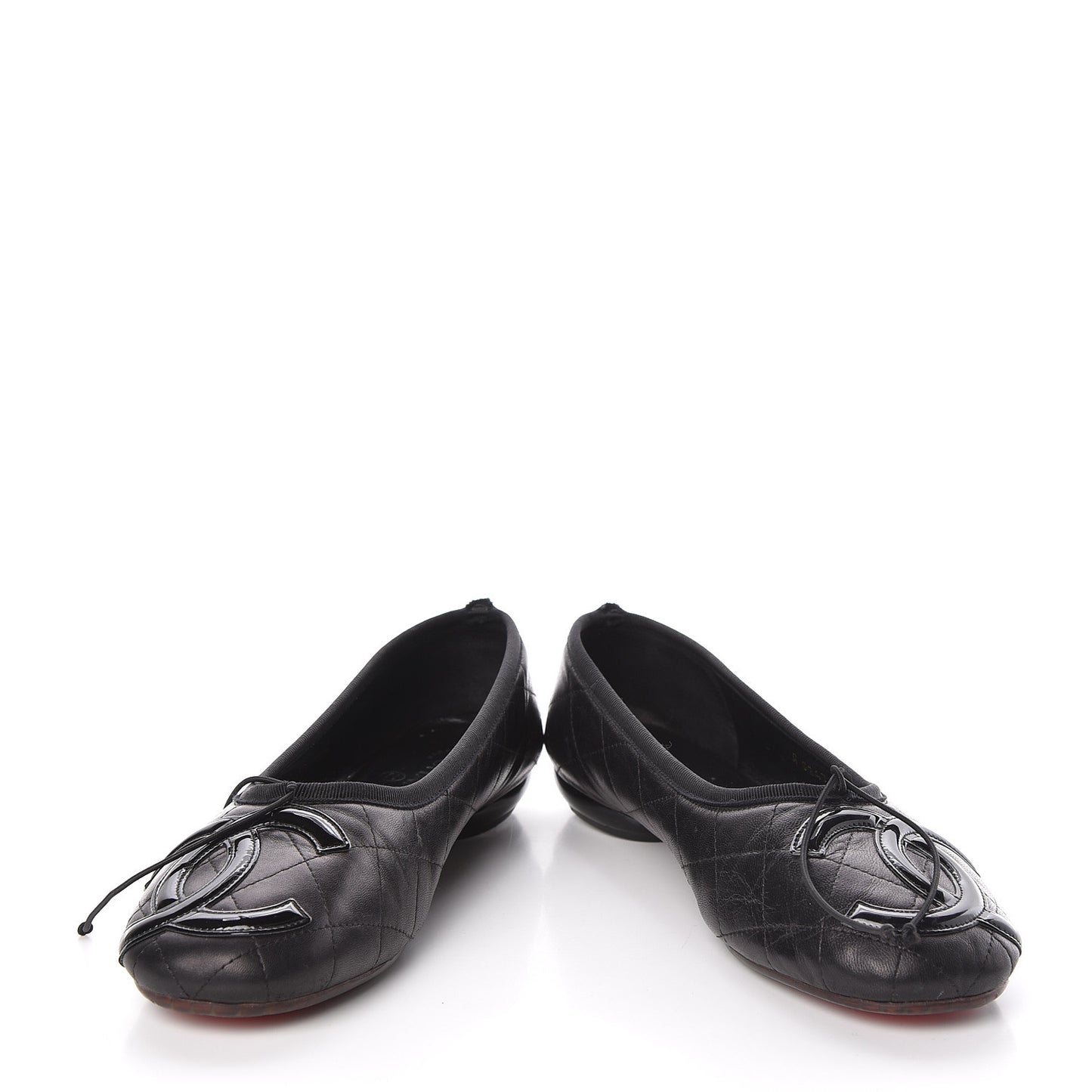 Lambskin Quilted Cambon Ballerina Flats 40.5 Black