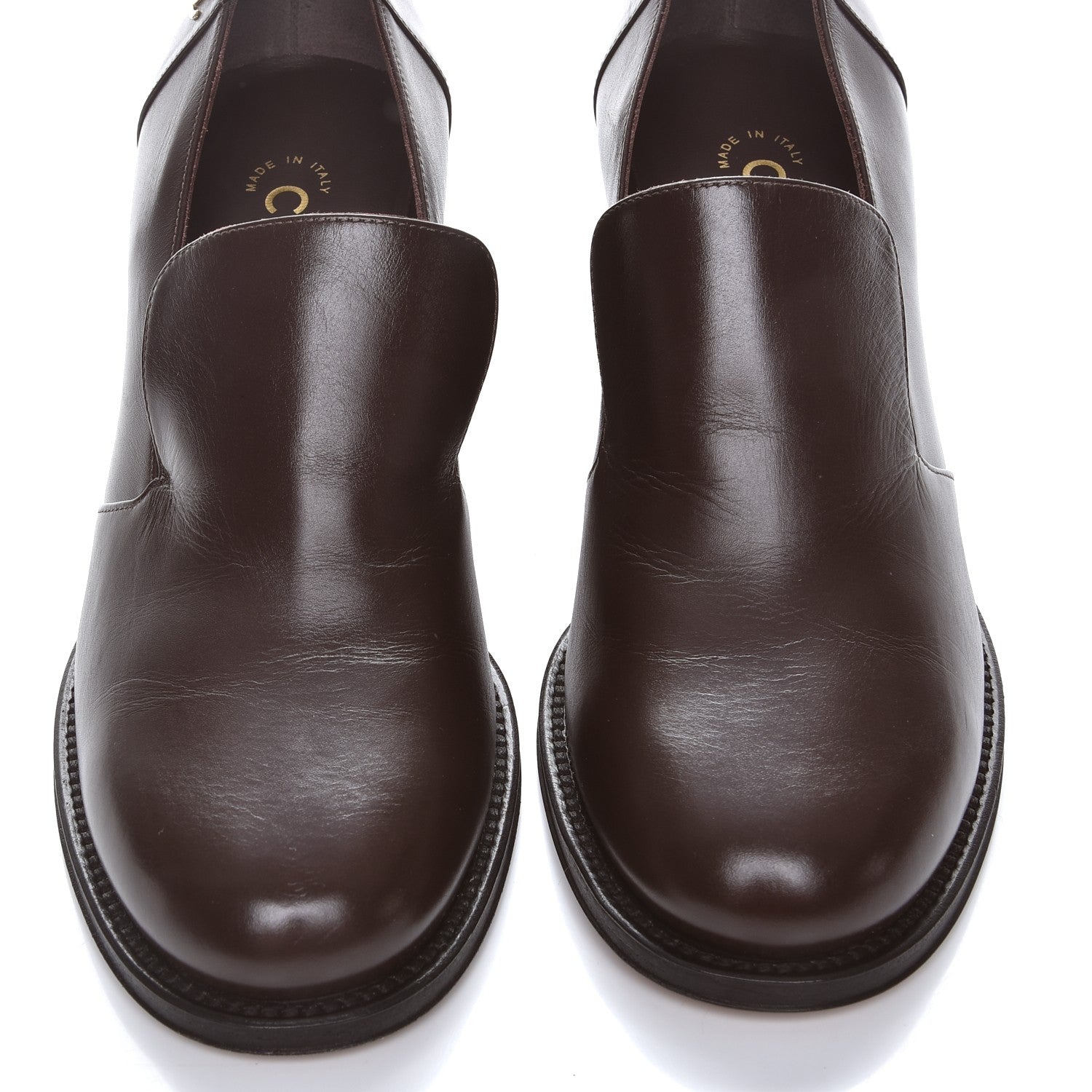 Chanel Glazed Calfskin CC Loafers 39 Dark Brown 10 of 11