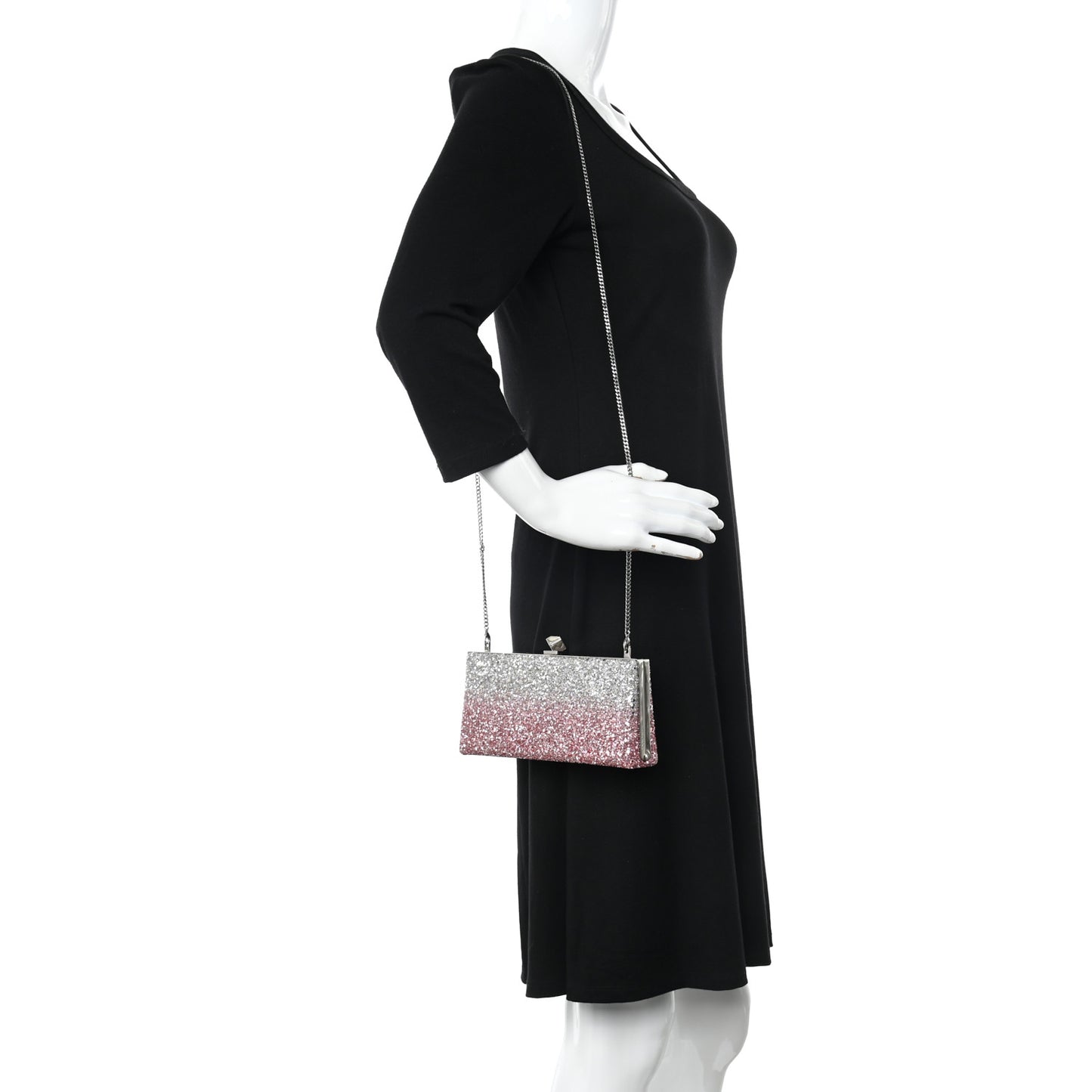 Coarse Glitter Celeste Clutch Pink Silver