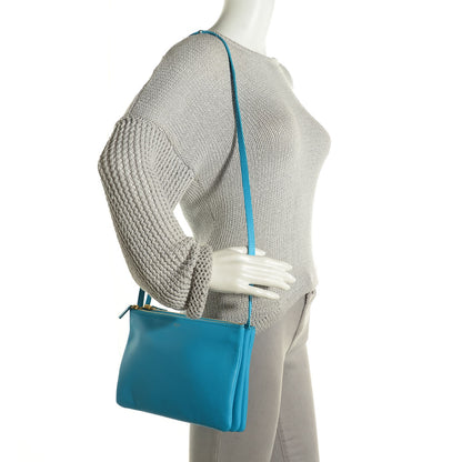 Celine Lambskin Large Trio Crossbody Bag Turquoise 2 of 8
