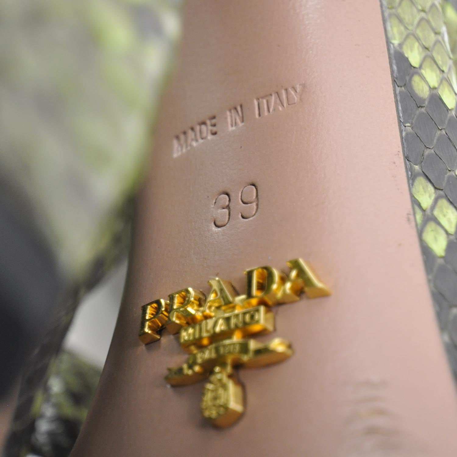 Prada Python Flared Heels 39 Green 6 of 9