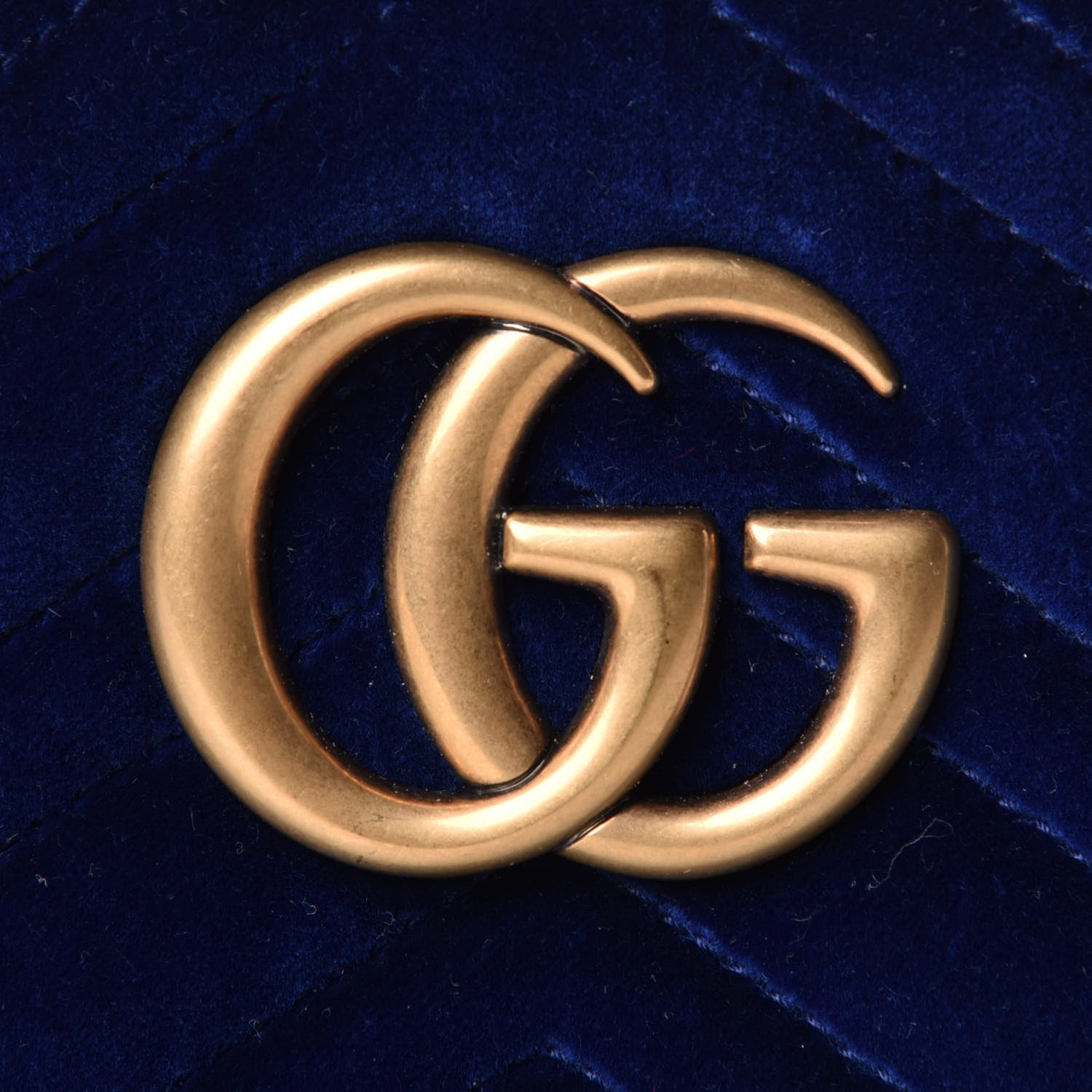Gucci Velvet Matelasse Small GG Marmont Chain Shoulder Bag Cobalt 6 of 6