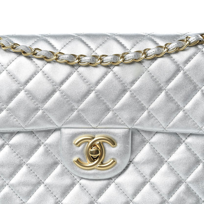 Chanel Metallic Lambskin Quilted Maxi Single Flap Silver 14 of 27