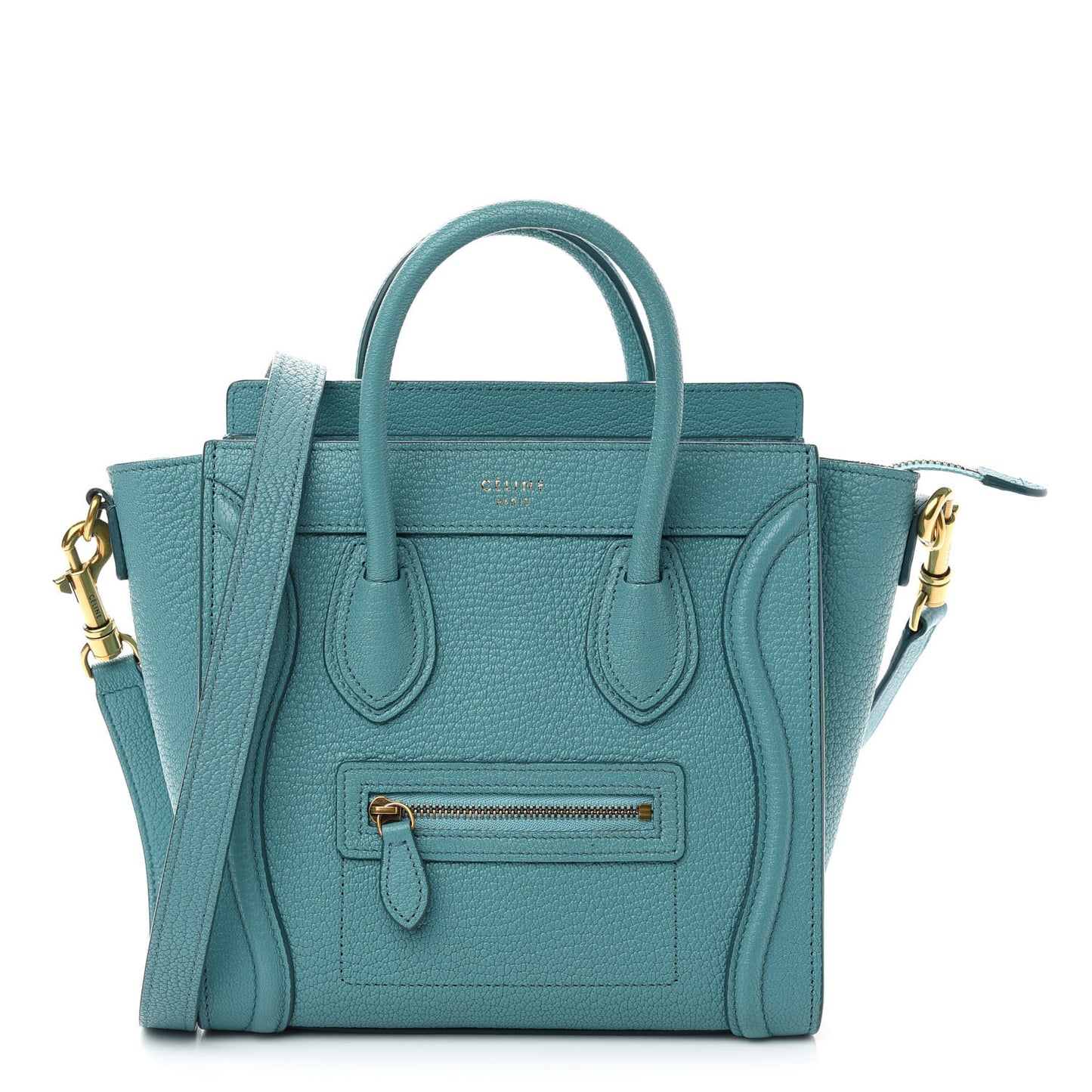 Drummed Calfskin Nano Luggage Celadon