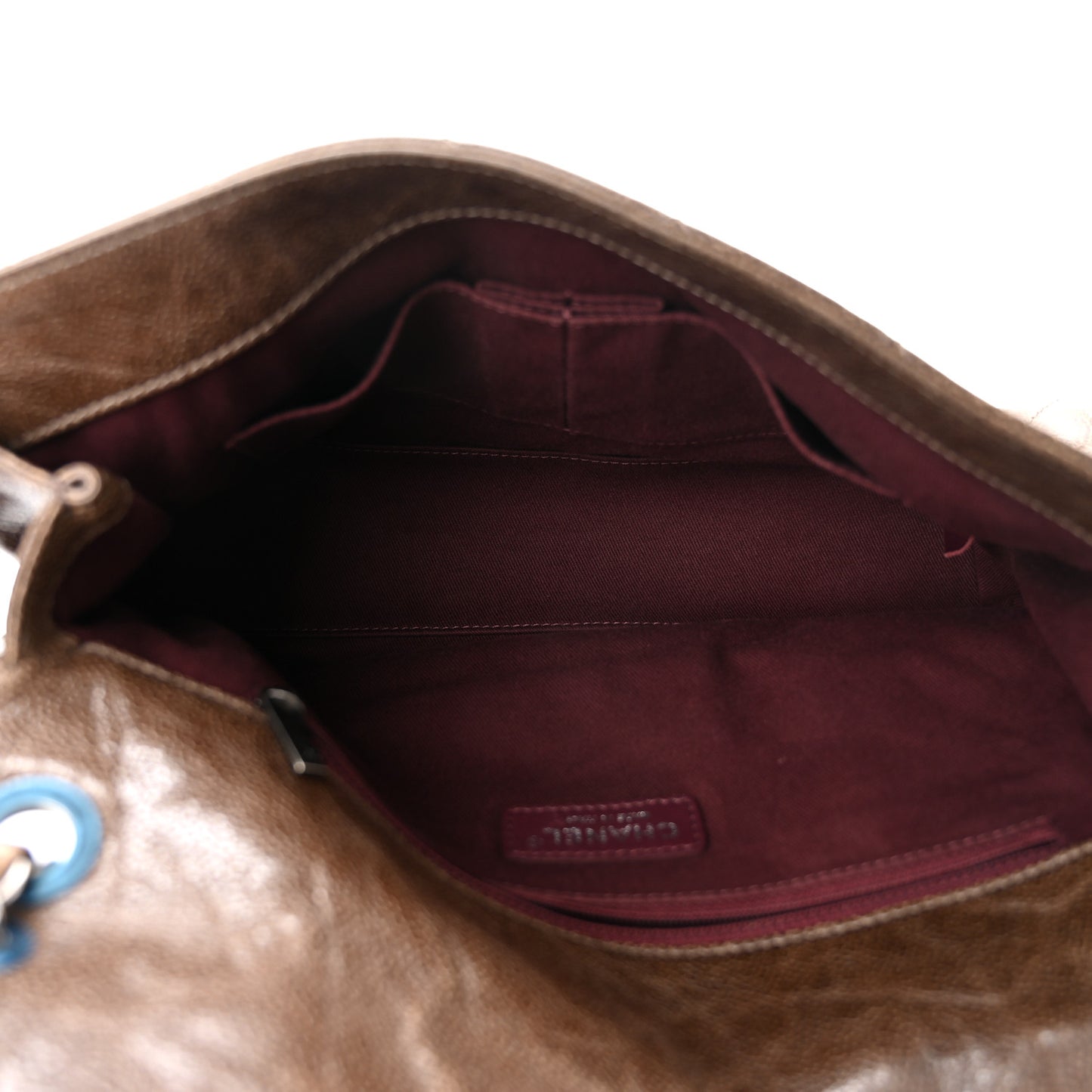 Crumpled Grained Calfskin Jumbo CC Crave Flap Brown