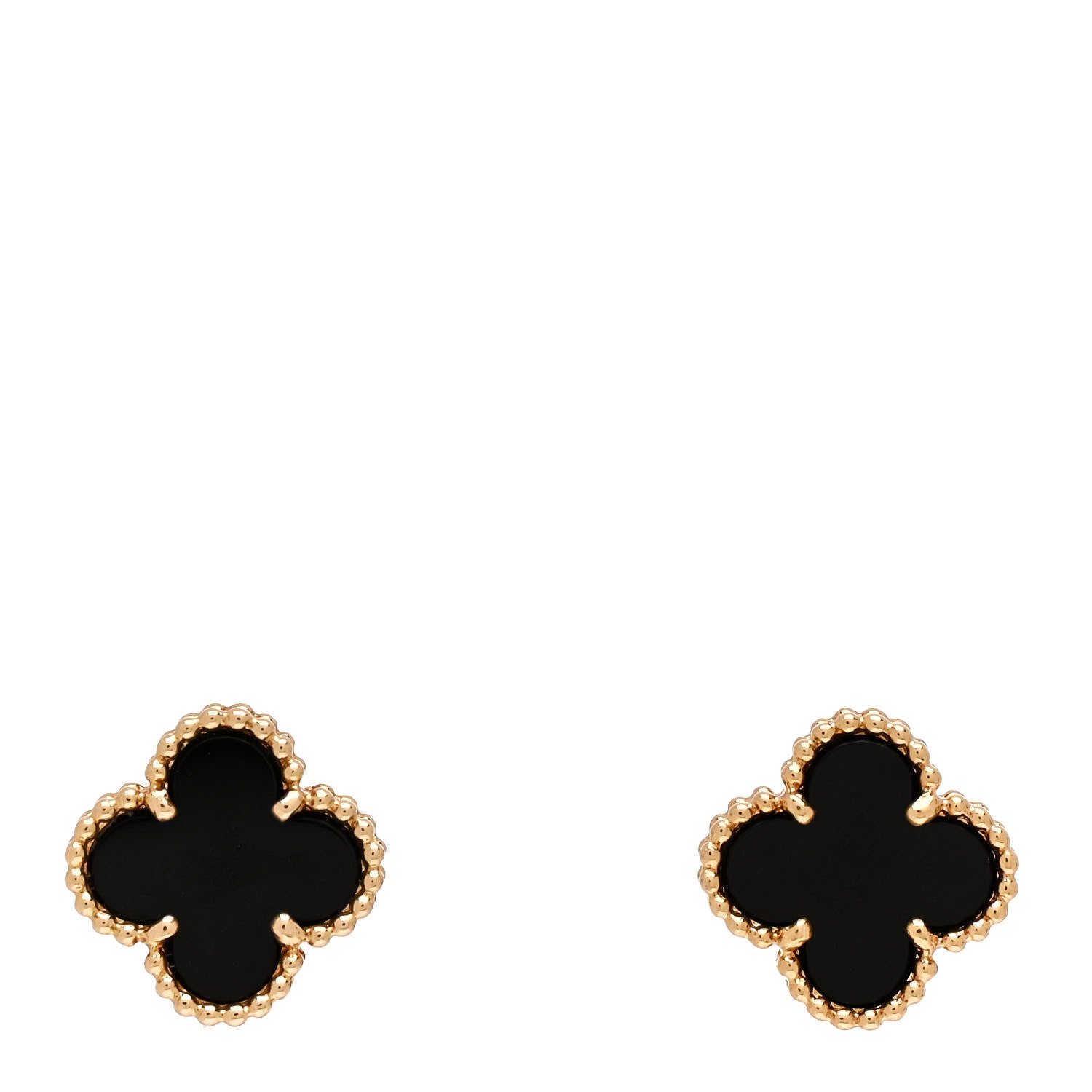 Van Cleef & Arpels 18K Yellow Gold Black Onyx Sweet Alhambra Earrings 1 of 4