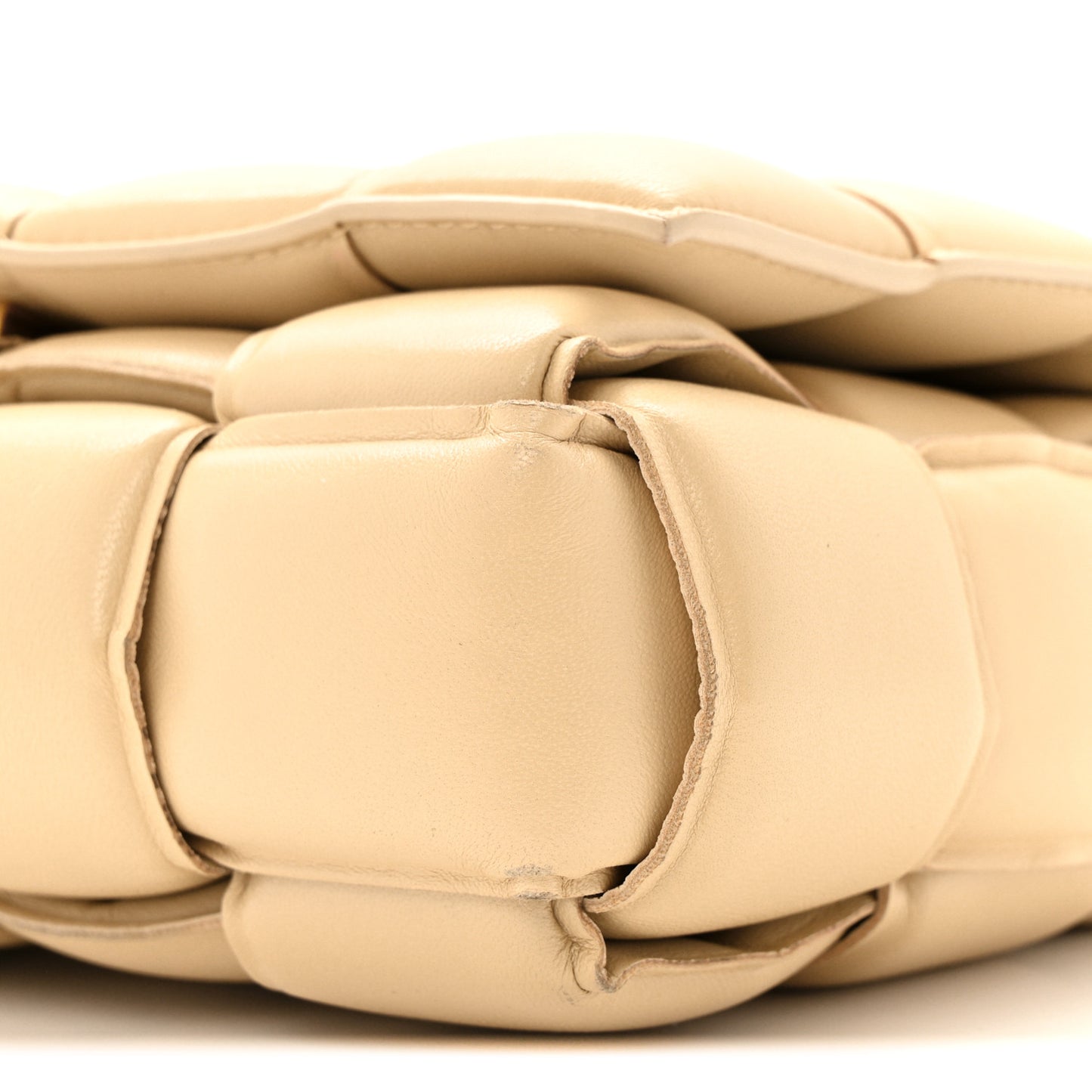 Lambskin Maxi Intreccio Padded Chain Cassette Crossbody Bag Porridge