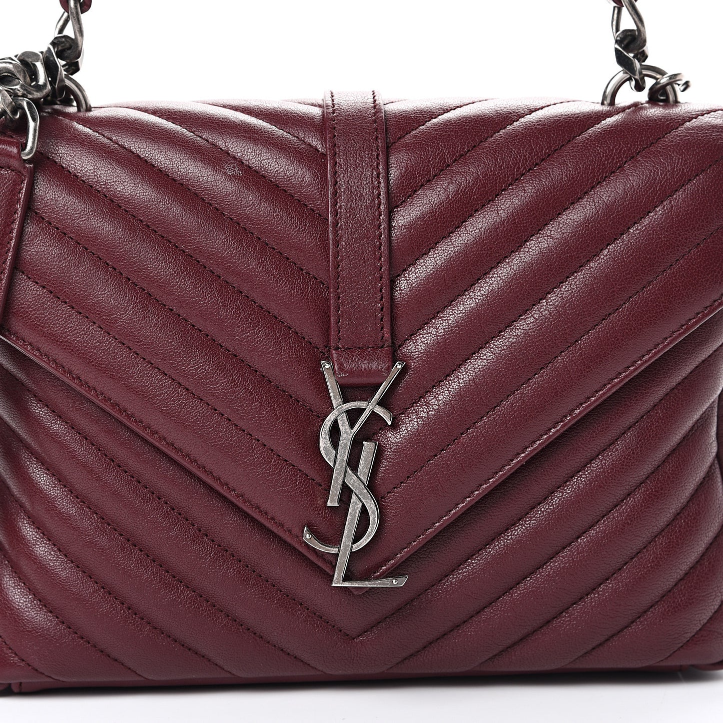 Sheepskin Matelasse Chevron Monogram Medium College Bag Rouge Legion