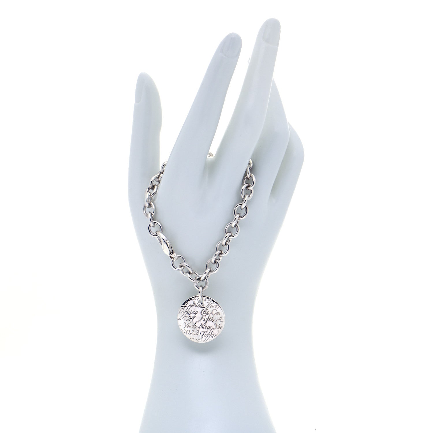 Tiffany Sterling Silver Notes Round Tag Charm Bracelet 2 of 7