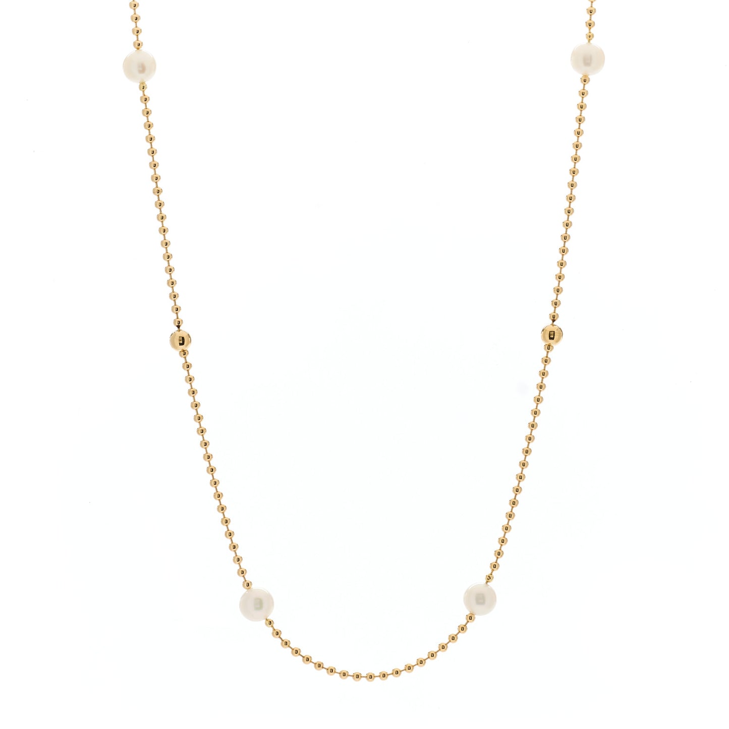 18K Yellow Gold Pearl Bead Station Necklace