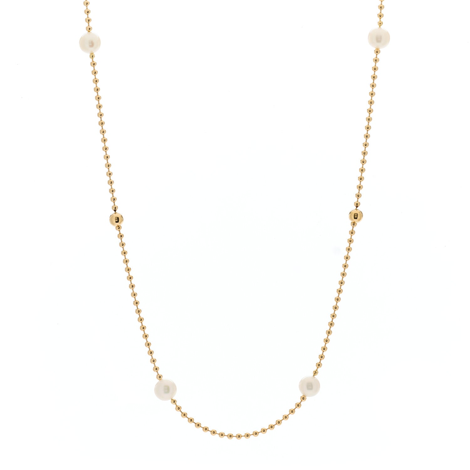 Roberto Coin 18K Yellow Gold Pearl Bead Station Necklace 1 of 5