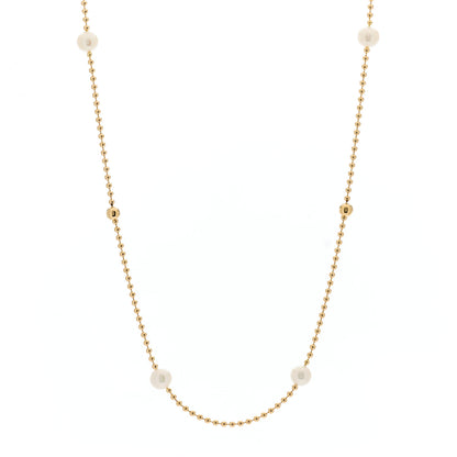 Roberto Coin 18K Yellow Gold Pearl Bead Station Necklace 1 of 5