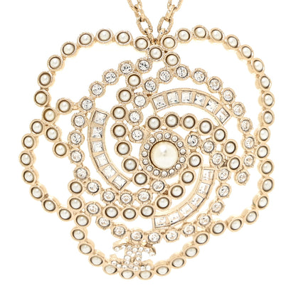Chanel Pearl Crystal Lace Camellia Necklace Gold 4 of 6