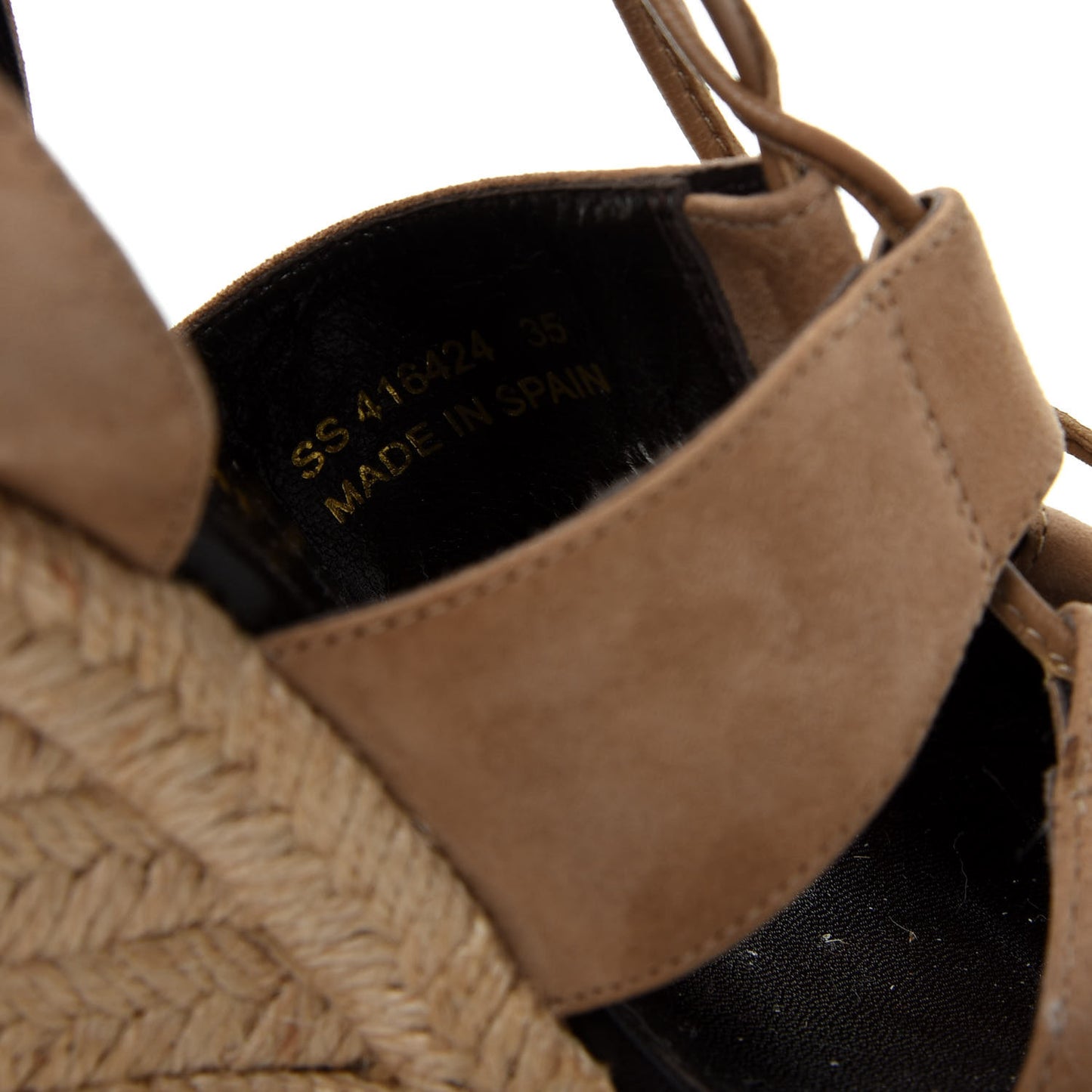 Kid Scamosciato Espadrille Lace Up Wedges 35 New Sigaro