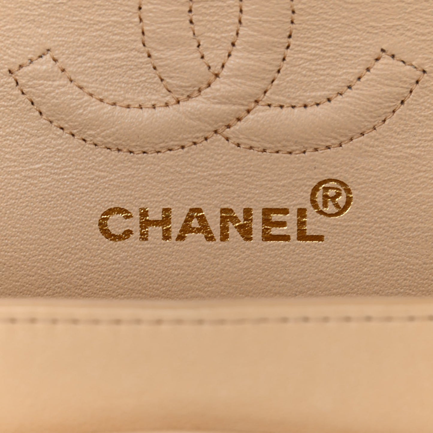 Lambskin Quilted Small Double Flap Beige