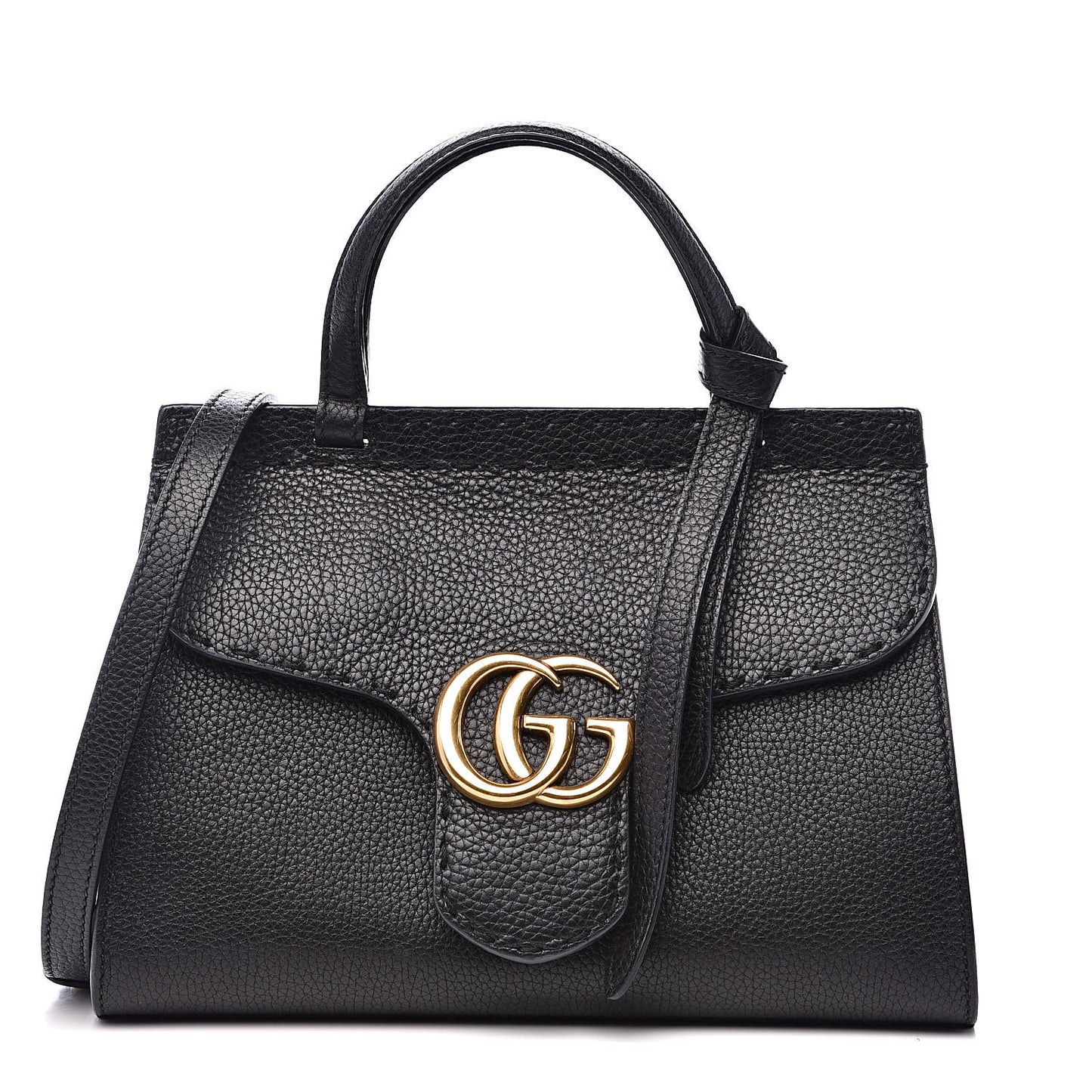 Calfskin Mini GG Marmont Top Handle Bag Black