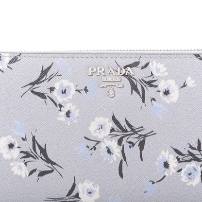Prada Saffiano Floral Print Metal Zip Around Wallet Acciaio 9 of 10