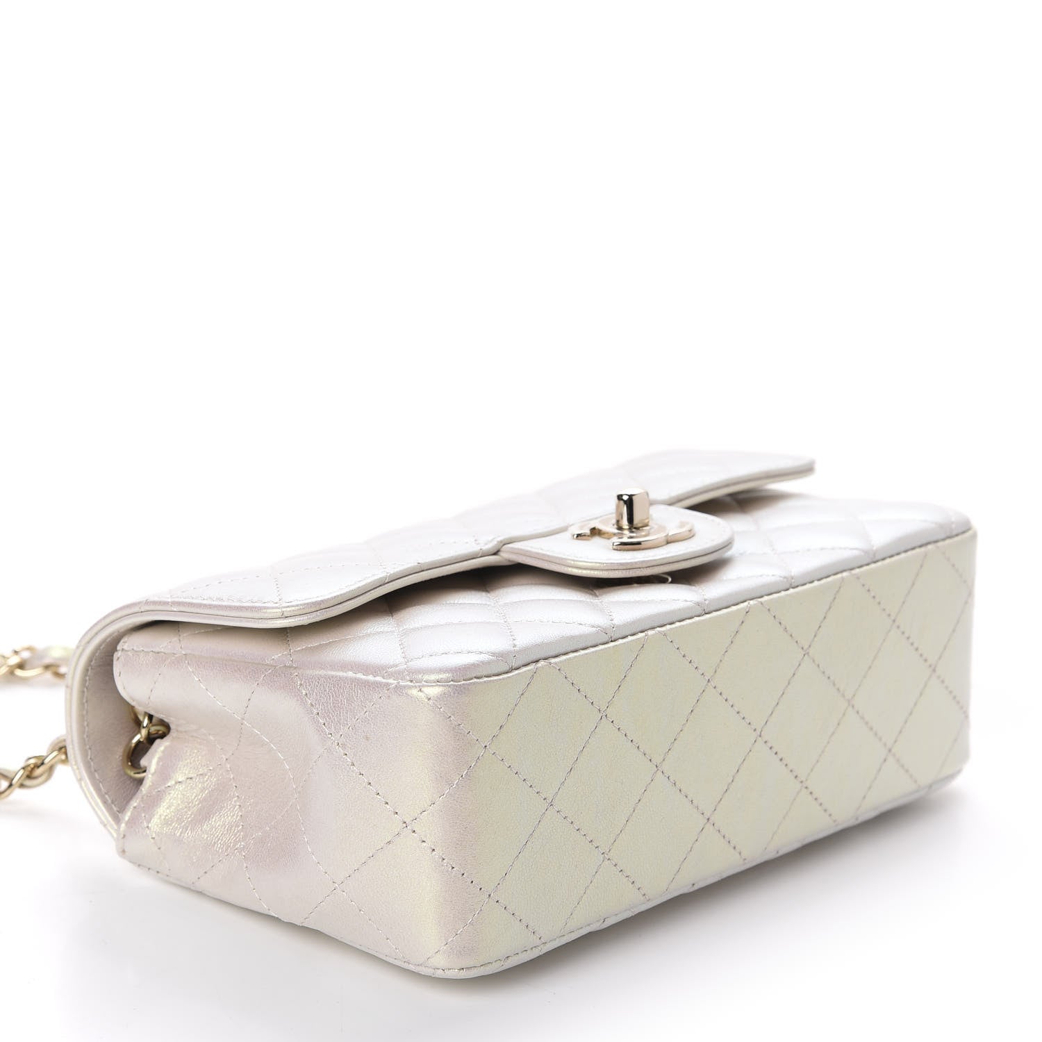 Chanel Iridescent Lambskin Quilted Mini Rectangular Flap Ivory 4 of 11