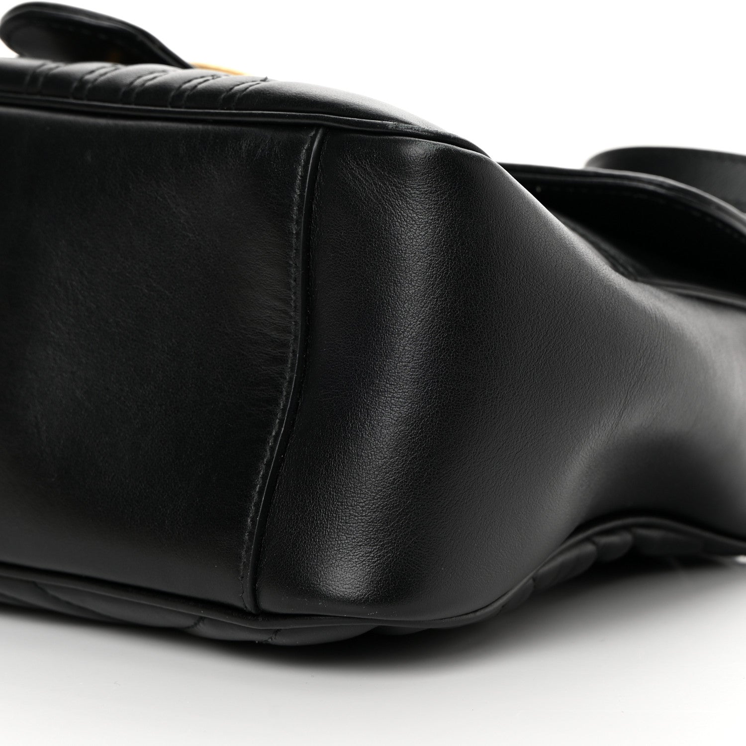 Gucci Calfskin Matelasse Small GG Marmont Top Handle Shoulder Bag Black 10 of 16