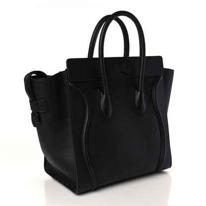 Celine Drummed Calfskin Mini Luggage Black 2 of 7
