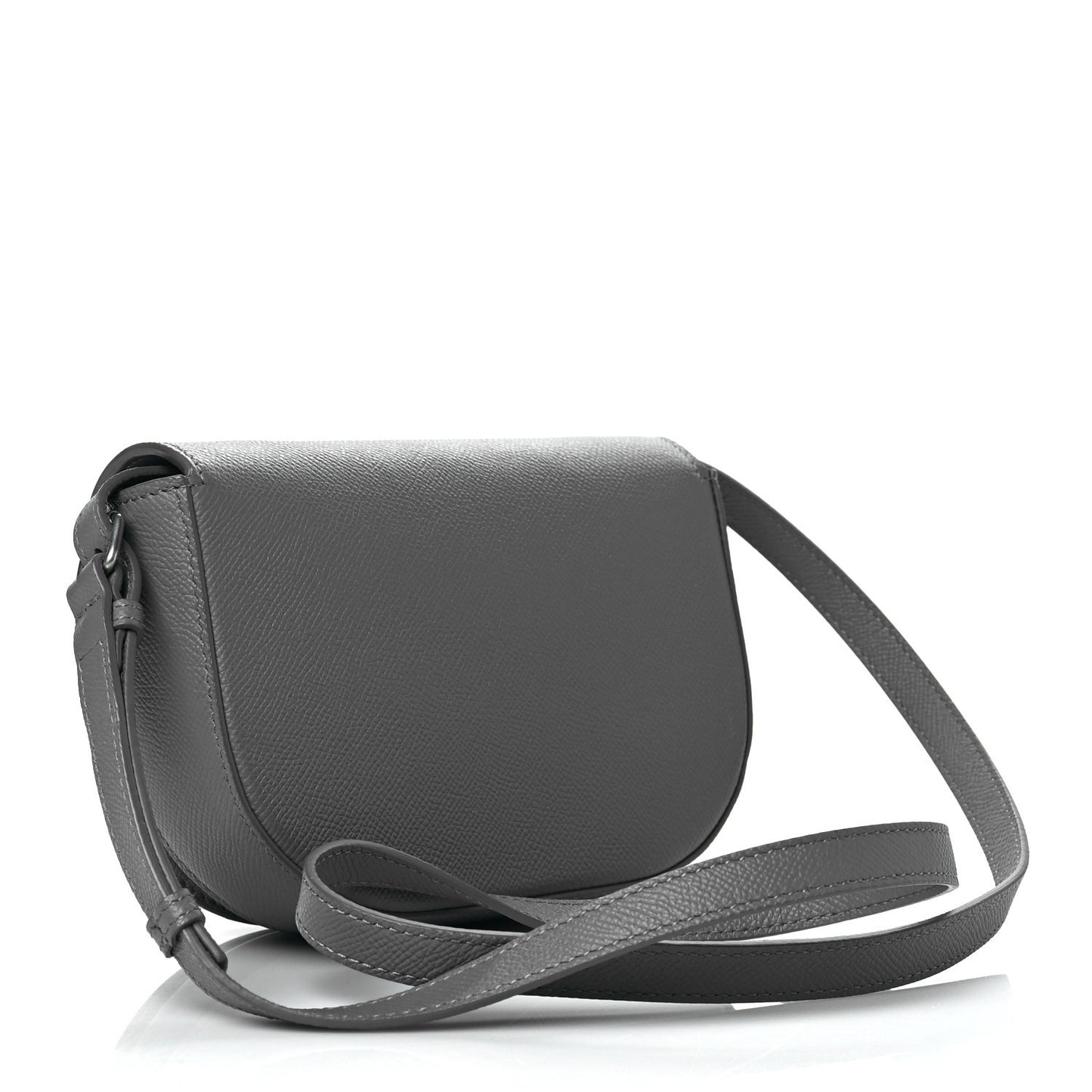 Grained Calfskin Logo Ville Day Bag XS Gris Perle Fonce White
