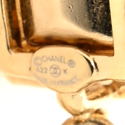 Chanel Crystal Tweed CC Drop Earrings Pink Gold 4 of 5