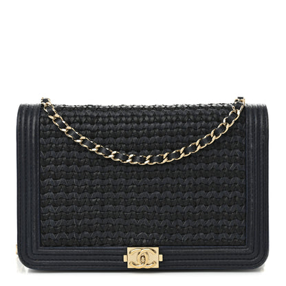 Chanel Braided Sheepskin Boy Wallet On Chain WOC Navy Black 1 of 16