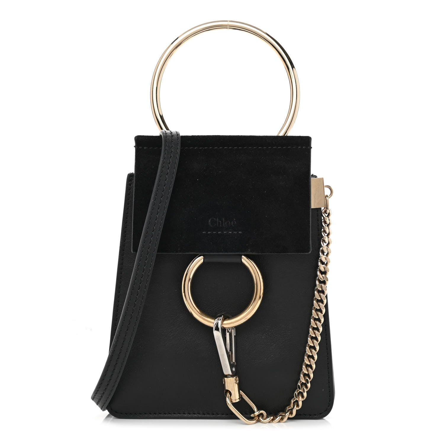 Chloe Suede Calfskin Mini Faye Bracelet Bag Black 1 of 9