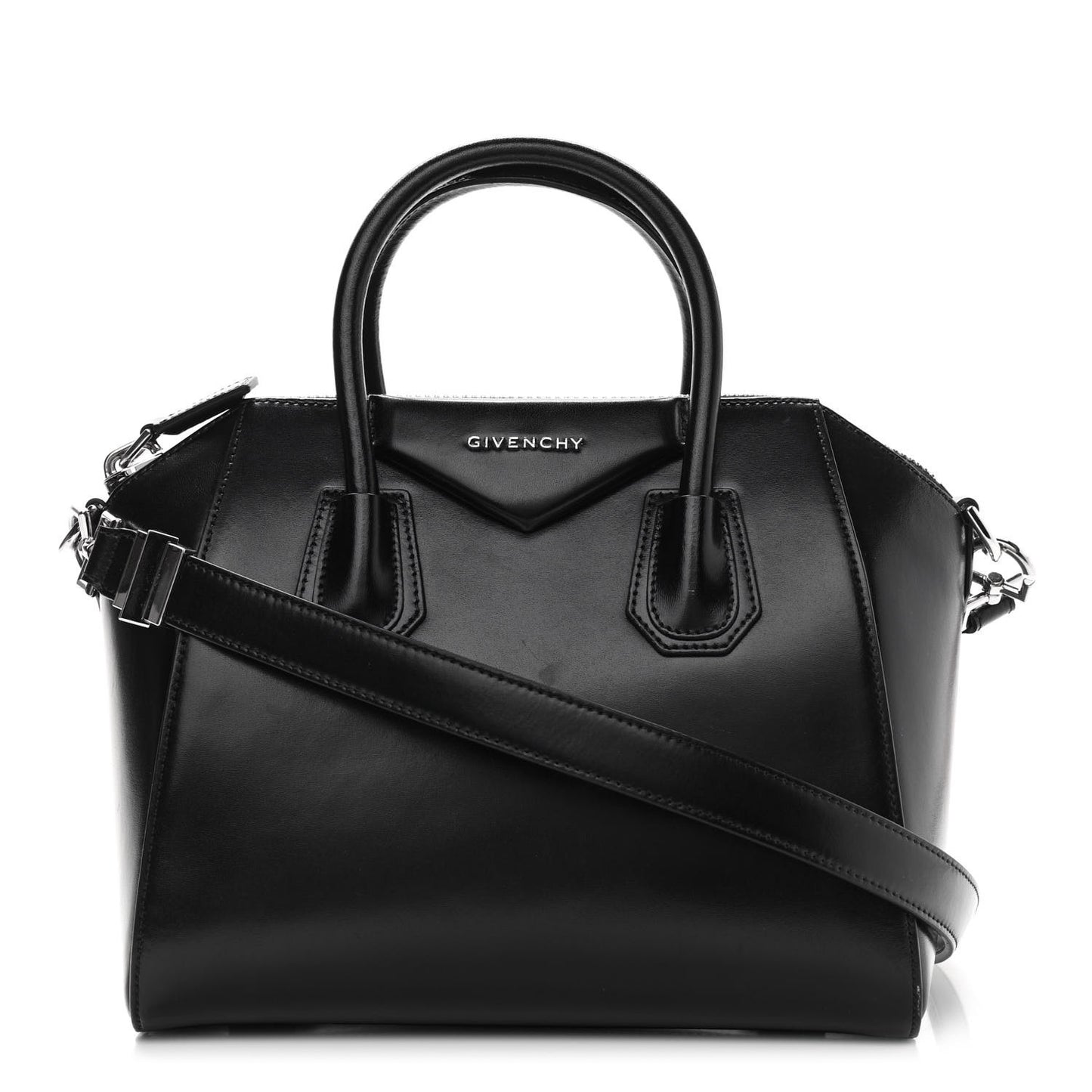 Shiny Lord Calfskin Small Antigona Black