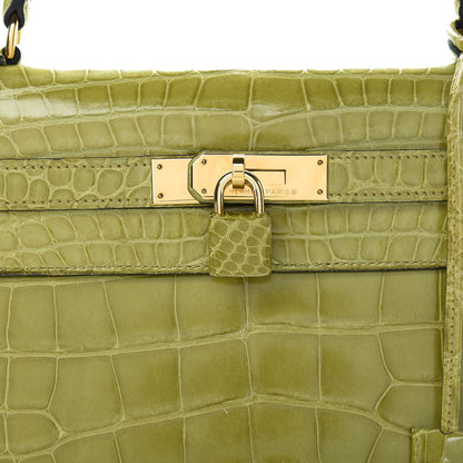 Hermes Shiny Alligator Kelly Sellier 32 Vert Chartreuse 38 of 40