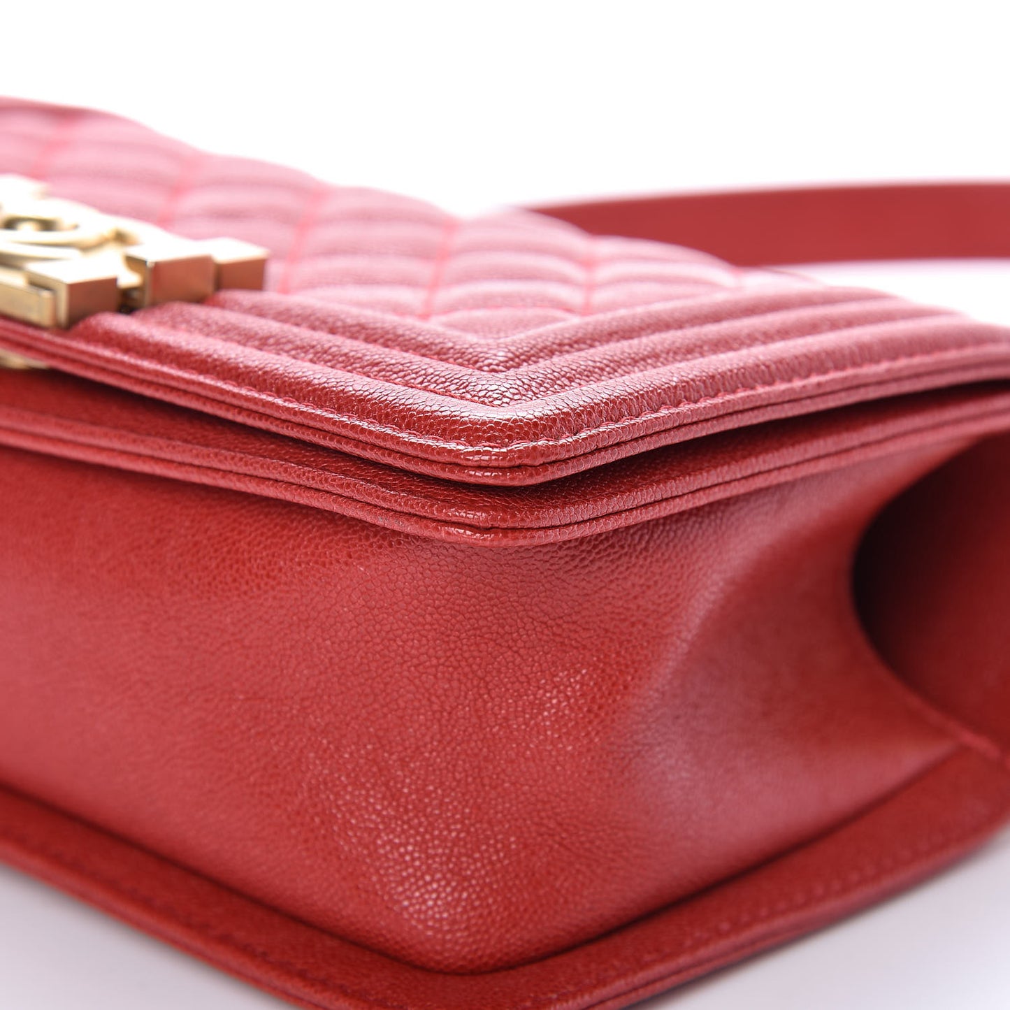 Caviar Quilted Small Boy Flap Red