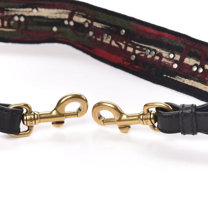 Christian Dior Canvas Embroidered Studded Bohemian Shoulder Strap Red 3 of 5