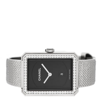 Chanel Stainless Steel Diamond Bezel 27mm Boy-Friend Tweed Quartz Watch Black 2 of 5