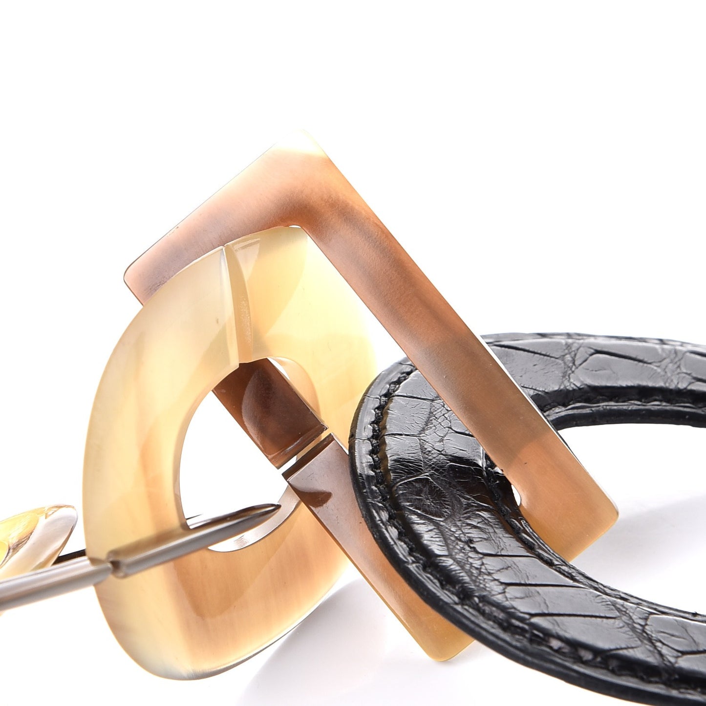 Buffalo Horn Alligator Isidore Necklace Black