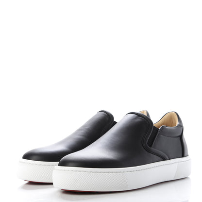 Christian Louboutin Calfskin Slip On Flat Sneakers 39.5 Black 3 of 8