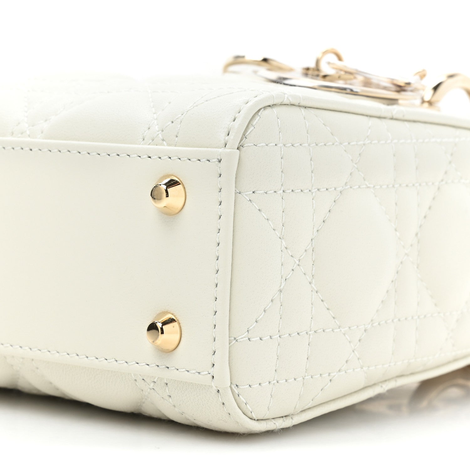 Christian Dior Lambskin Cannage Mini Lady Dior White 7 of 9