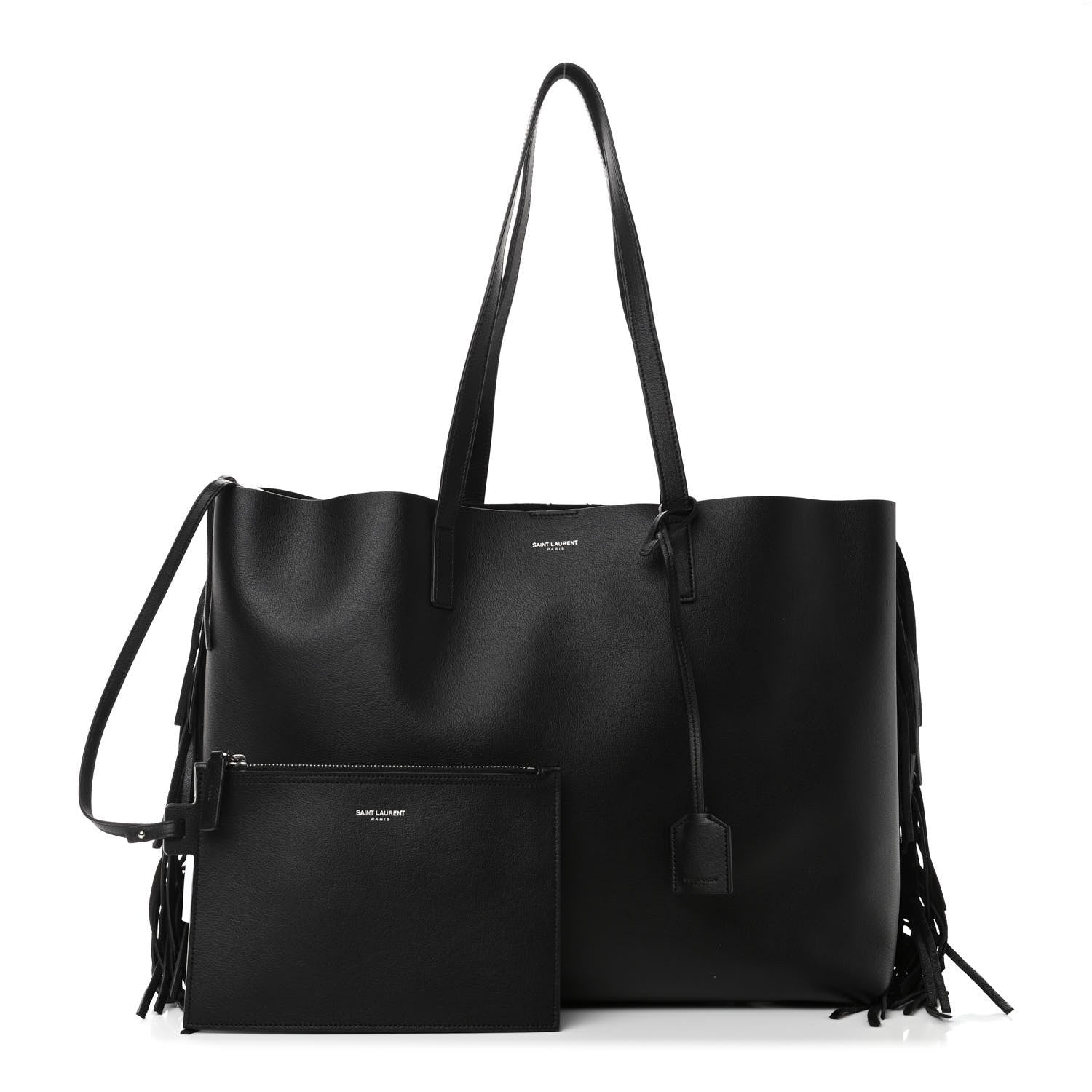 Saint Laurent Calfskin Large Fringe Shopping Tote Black 1 of 4