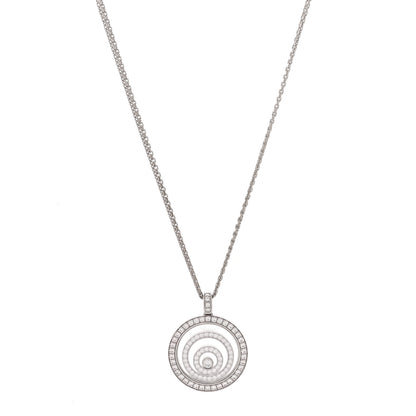 Chopard 18K White Gold Diamond Happy Spirit Three-Ring Pendant Necklace 1 of 8