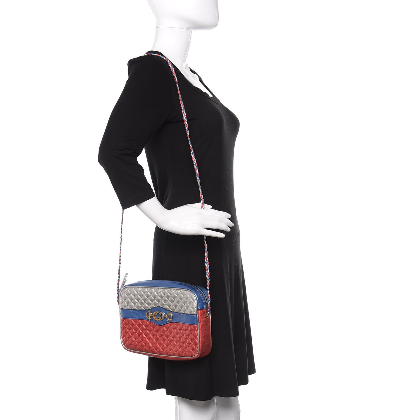Laminated Nappa Trapuntata Small Zumi Shoulder Bag Rosso Marine Argento