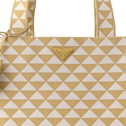 Prada Jacquard Saffiano Triangolo Symbole Embroidered Shopping Tote Corda Talco 7 of 9