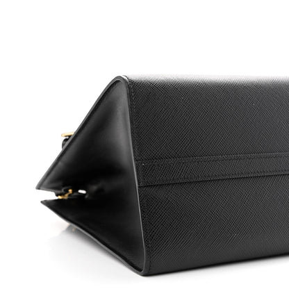 Prada Saffiano Cuir Calfskin Medium Monochrome Top Handle Tote Black 9 of 10